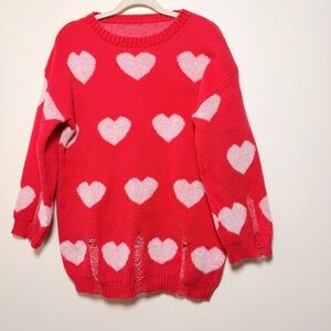 Boutique Charming Red Heart Sweater